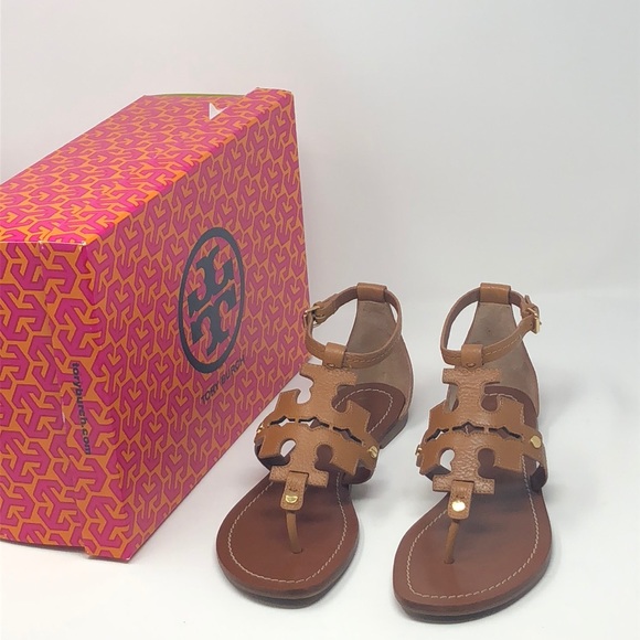 Tory Burch Phoebe flat thong Sandals Tan Logo - Picture 2 of 8